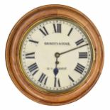 Oak single fusee 12" wall dial clock signed Swinden & Sons, Birmingham, within a turned surround (