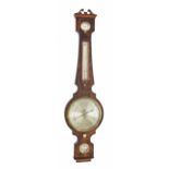 Good flame mahogany four glass barometer signed B. Bordoli & Co, Marlborough, the principal 8.5"