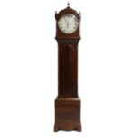 Good mahogany eight day longcase clock with five pillar movement, the 12" circular convex cream dial