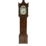 Mahogany eight day longcase clock, the 12" painted arched dial signed Bradshaw, Canterbury under a