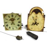 Thirty hour longcase clock movement, the 12" square painted dial signed Morse & James..., with