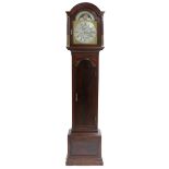 Good mahogany eight day longcase clock, the 12" brass arched dial signed Samuel Whitchurch,