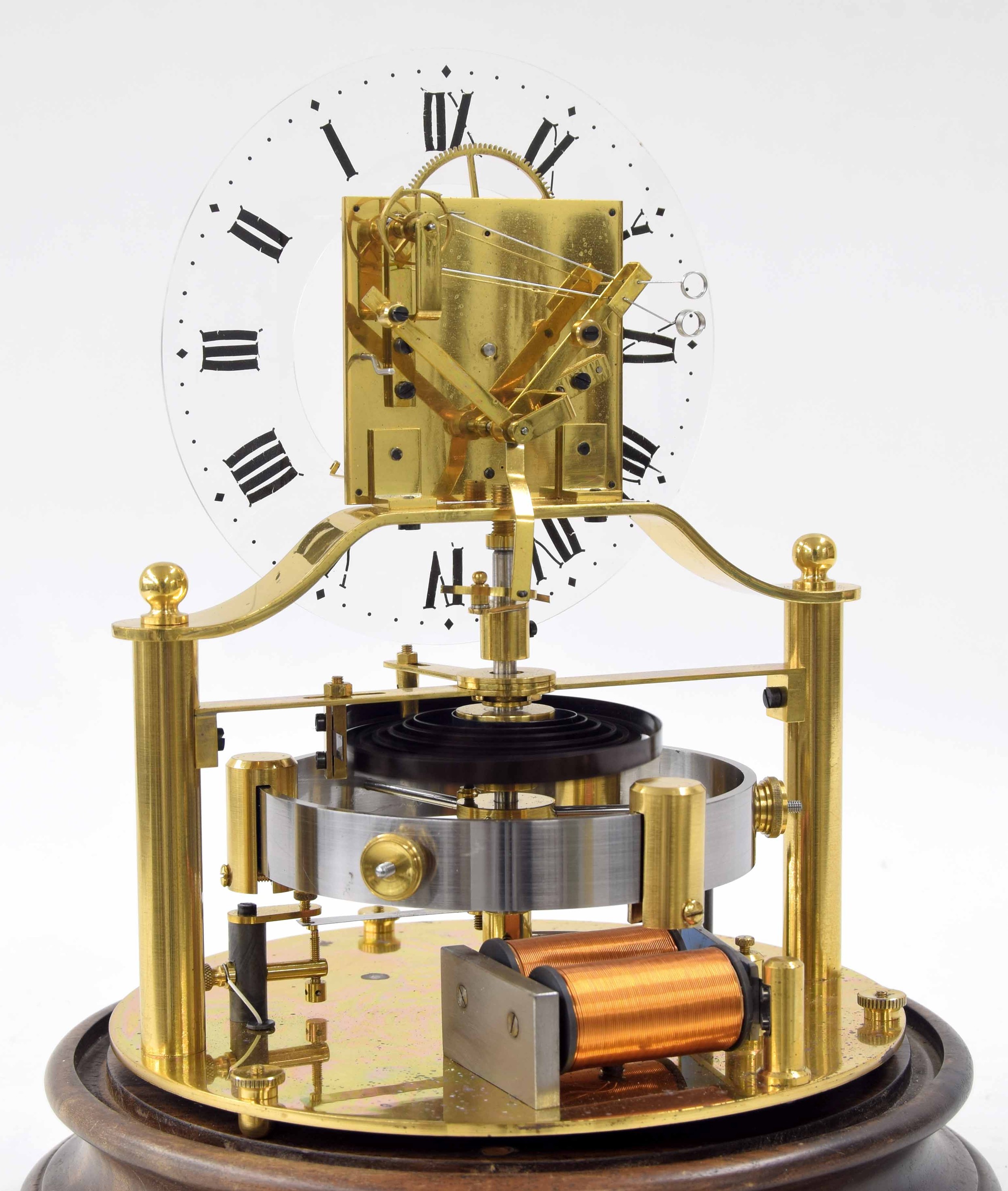 Good reproduction copy of Murday's Patent electric clock, the 6.25" Perspex chapter ring with open - Image 3 of 3