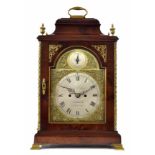 English mahogany double fusee verge bracket clock, the 6.5" silvered dial signed George Ellicote,