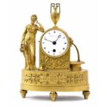 Good small French Empire ormolu mantel clock timepiece, the 2.5" white dial signed Cardinaux á Paris