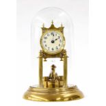 Good Jahresukrenfabrik brass torsion clock, the movement back plate inscribed Made in Germany no.