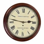 Mahogany single fusee 12" wall dial clock signed Frank B. Newton, Horsted Keynes, SX., within a