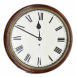 Mahogany single fusee 12" wall dial clock within a turned surround (no pendulum)