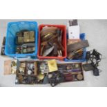 Large quantity of clock movement parts and fittings, including a small selection of tools