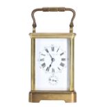 Unusual French carriage clock timepiece with alarm, the movement striking on a bell and fitted