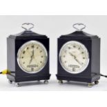 Two Hammond Bichronous electric mantel calendar clocks, within Bakelite cases surmounted by caddy