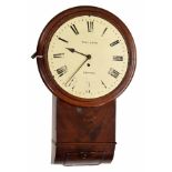 Mahogany single fusee 12" wall dial clock signed Thos Gath, Bristol, within a turned surround, in