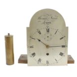 Small longcase clock regulator movement, the 8.5" silver arched dial signed Thomas Nurse, Lynn to