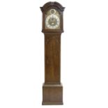 Oak eight day longcase clock, the 12" brass arched dial signed John McDonald, Inverness on a