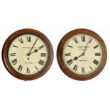 Mahogany single train 12" wall dial clock signed Kemp Bros, Union St, Bristol, within a turned