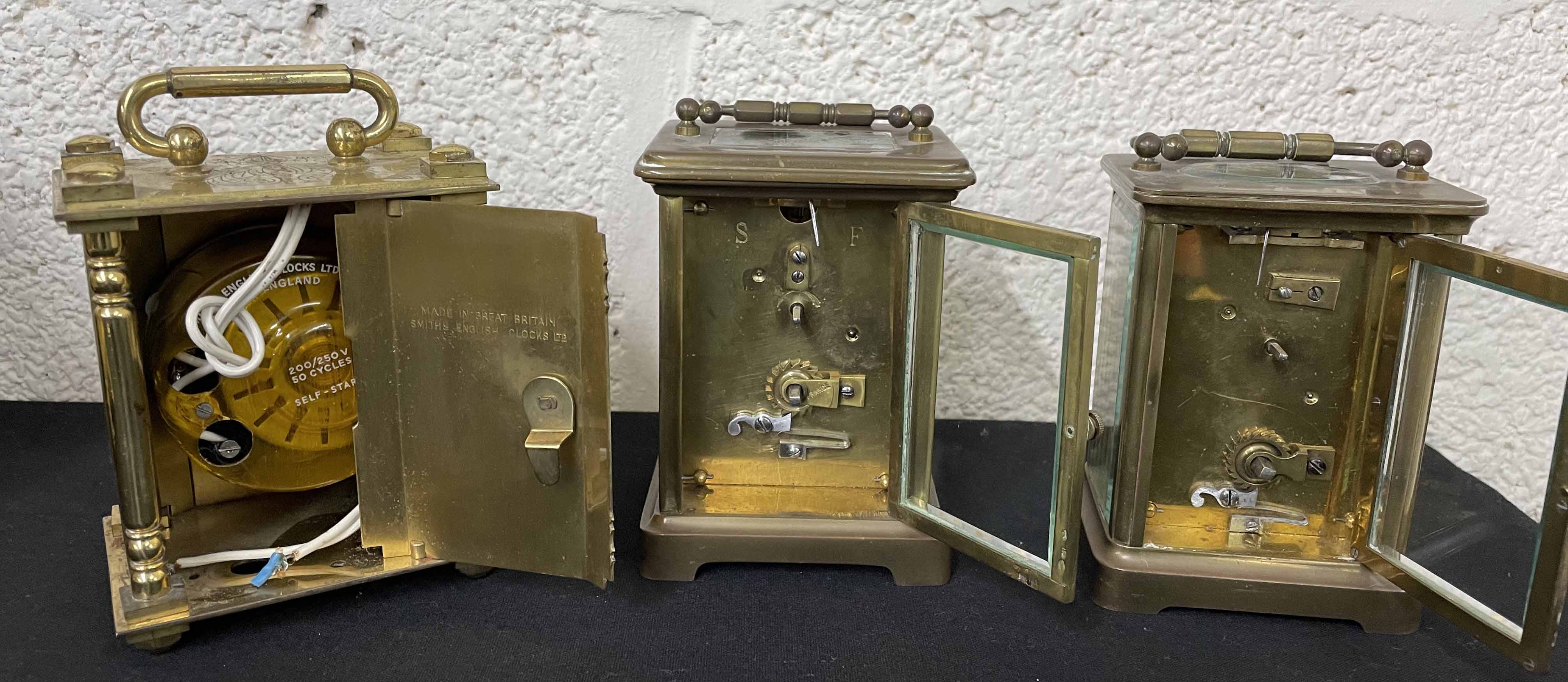 Carriage clock timepiece, the dial signed Depree & Young Ltd, Exeter, within a corniche brass - Image 2 of 2