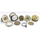 Incomplete French clock movement signed Bienayme á Dieppe; also five other various French two