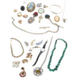 Selection of antique and later jewellery to include a watch Albert chain with fob, assorted mostly