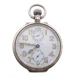Zenith for Favre-Leuba & Co silver alarm pocket watch, signed gilt frosted movement, white signed