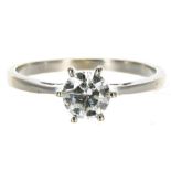 18ct white gold diamond solitaire ring, round brilliant-cut in a six claw setting, 0.50ct approx,