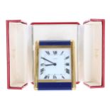 Les Must de Cartier travel alarm clock, reference no. 7505, serial no. 02666 rectangular white dial,