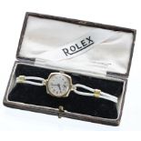 Rolex 18ct lady's wristwatch, import hallmarks Glasgow 1937, silvered dial with gilt applied