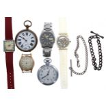 Selection of wristwatches and pocket watches principally for repair to include Lanco-Fon alarm,