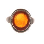 Antique rose gold carnelian intaglio ring, depicting a portrait of a man, 17mm x 15.5mm, 4.5gm, ring