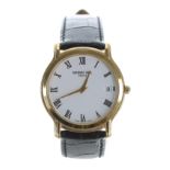 Raymond Weil gold plated gentleman's wristwatch, ref. 5569, quartz, black strap, 34mm ** with