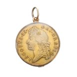 James II (1685-1688), 1688 Guinea set in a 15ct glazed pendant mount, 14.1gm, the mount 27mm