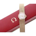 Omega automatic 9ct lady's wristwatch, silvered dial with baton markers and date aperture,