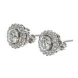 Fine pair of 18ct white gold diamond stud earrings, round brilliant-cut, each 0.40ct approx, clarity