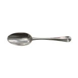 George I Hanoverian pattern rat tail silver table spoon, with engraved crest and engraved