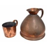 Victorian copper four gallon haystack measure, stamped Payne & Freer, 15" high; together with a