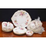 Royal Crown Derby 'Derby Posies' pattern tea set comprising six teacups, saucers, side plates and