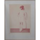 Adrian George (b.1944) - standing girl in red, signed artists proof, numbered 11/50, signed and date