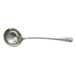 Victorian Hanoverian pattern silver rat tail soup ladle, with an engraved cockerel crest beneath the