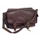 Good quality padded leather camera shoulder bag, 15" wide, 9" high