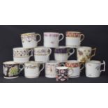 Collection of thirteen porcelain coffee cans including Derby, Crown Derby Imari, Limoges and