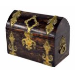 Good Victorian brass mounted coromandel tea caddy, of chest form with a lancet hinged cover and