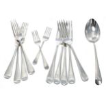 Five George VI silver dinner forks, with monogrammed handles, Maker Viner's Ltd, Sheffield 1939, 7.