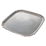 George V silver square silver salver, with moulded canted corners, maker Boardman, Glossop & Co.