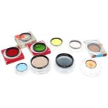 Six Leica Leitz camera lens filters, various colours and sizes; together with four further camera