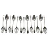 Thirteen Georgian and later silver teaspoons, 7.2oz t (13)