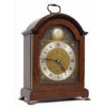 Elliot mahogany cased bracket clock in the Georgian style, the back plate with the Elliot logo