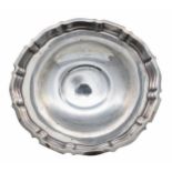 American 'Sterling' silver low pedestal dish, with raised moulded piecrust border on a shallow