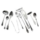 Selection of assorted hallmarked silver flatware to include a Georgian teaspoon by Josiah