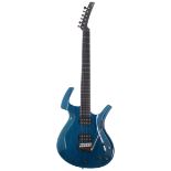 1997 Parker Fly Classic electric guitar, made in USA, ser. no. 2xxxxxBMH; Body: trans blue top and