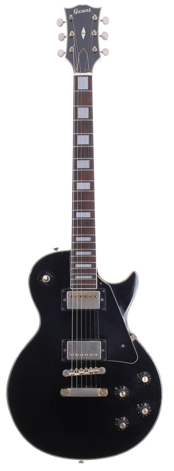 1970s Grant LP type electric guitar, made in Japan; Body: black finish, dings and scratches; Neck: