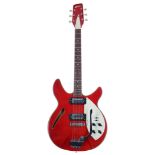 1970s Antoria 1755 Soundmaster II semi-hollow body electric guitar, made in Japan; Body: red finish,